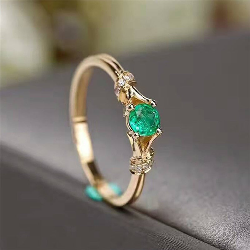 Small Green Zircon Stone Ring – Bella Florra - Main Image