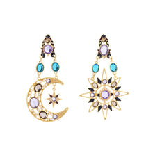 Load image into Gallery viewer, Celestial Sun And Moon Crystal Earrings