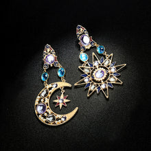 Load image into Gallery viewer, Celestial Sun And Moon Crystal Earrings