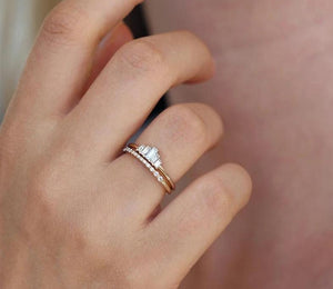 Dainty Rectangle Crystal Ring