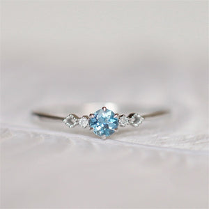 Delicate Blue CZ Crystal Engagement Ring