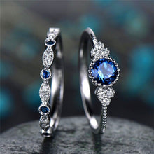Load image into Gallery viewer, 2Pcs  Green Blue Stone Crystal Rings