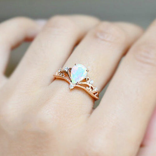 Copper Plated Zircon Moonstone Ring