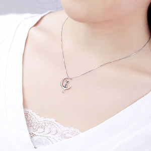 Cat Moon Silver Necklace