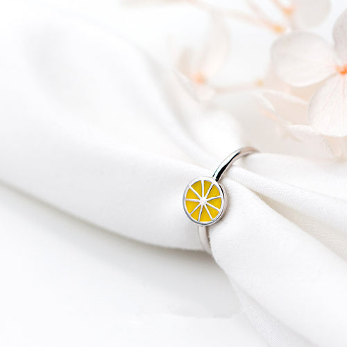 Cute Silver Lemon  Open Ring