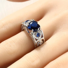 Load image into Gallery viewer, Birthstone Garnet Heart Angel Wing Ring