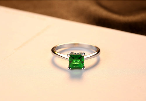 Princess Cut Emerald Mental Health Awareness Ring