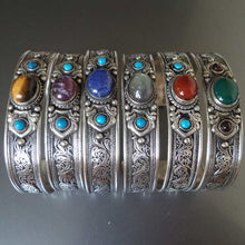 Load image into Gallery viewer, Tibetan Antique Silver Open Cuff Bangle