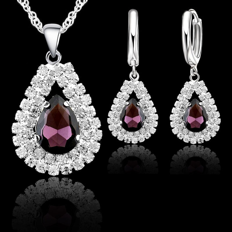 Exquisite Amethyst Teardrop Jewelry Set