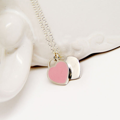 Stainless Steel Heart Necklace Pendant Green&Pink