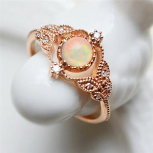Rainbow Opal Rose Gold Ring