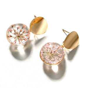 Clear Transparent Ball Earrings Gold Color