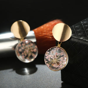 Clear Transparent Ball Earrings Gold Color