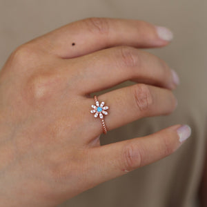 rose gold color daisy dainty flower ring