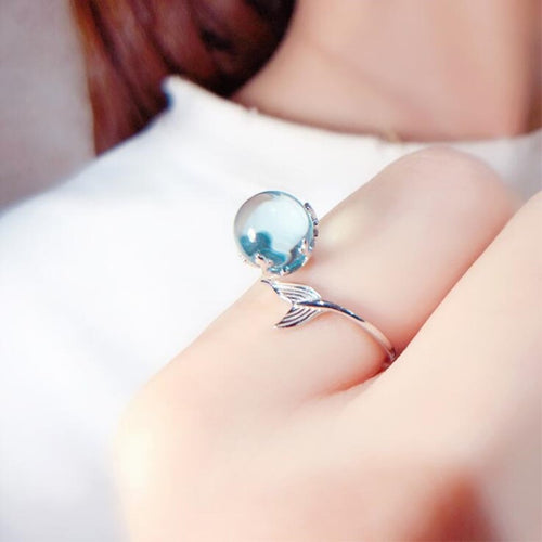 Ocean Blue Mermaid Sterling Silver Ring