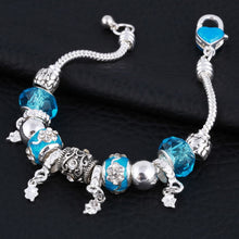 Load image into Gallery viewer, Pink Crystal Charm Silver Bracelets &amp; Bangles