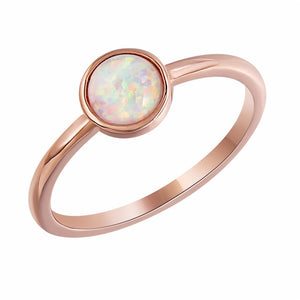 Charm Round Opal Rose Gold Ring