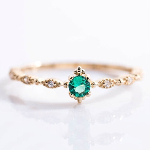 Green Stone Crystal Ring