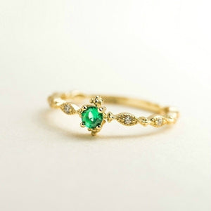 Green Stone Crystal Ring
