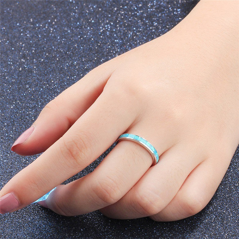 Fashion White/Blue Opal Rings