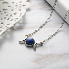 Load image into Gallery viewer, Natural Stone Triple Moon Goddess Necklace