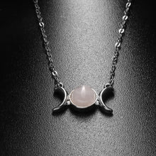 Load image into Gallery viewer, Natural Stone Triple Moon Goddess Necklace