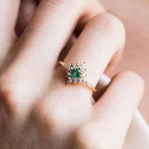 Green Crystal Engagement Ring