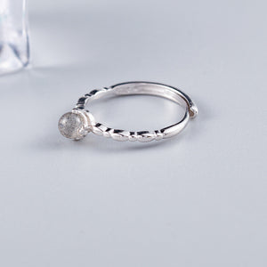 Dainty Natural Moonstone  Silver Ring