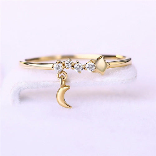 Dainty Moon & Star Ring