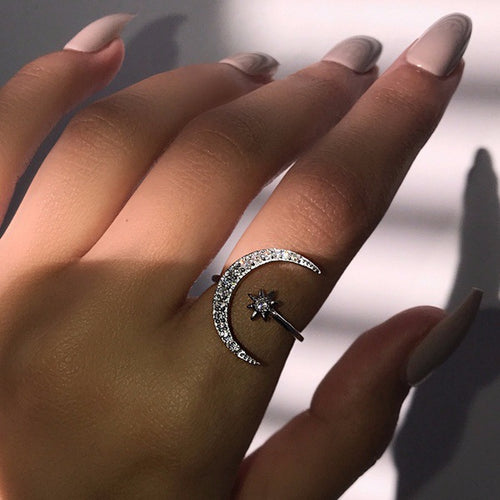 Lovely Moon and Star Ring