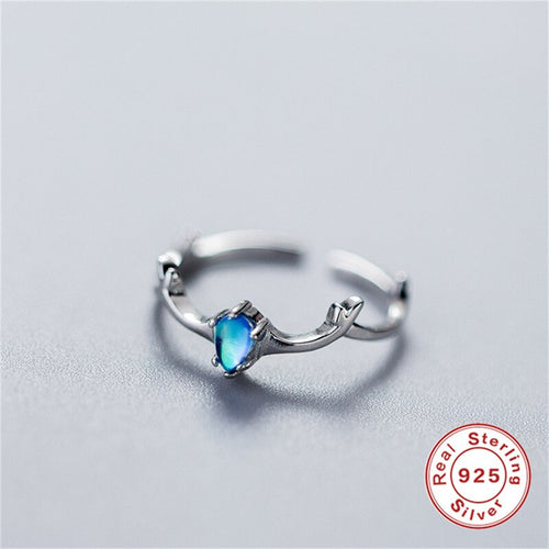 BLUE CRYSTAL ELK SILVER RING