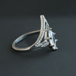 Crowned Oval Crystal Ring