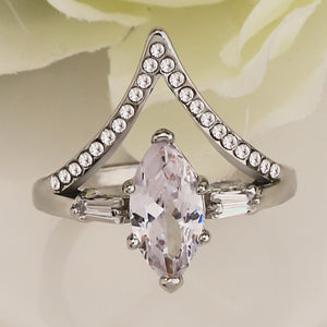 Crowned Oval Crystal Ring