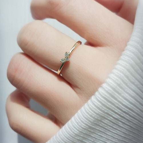 Dainty Simple Cute Heart Crystal Ring