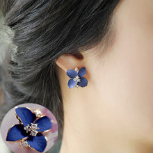 Load image into Gallery viewer, Blue Flower Rhinestone Crystal Earring