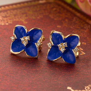 Blue Flower Rhinestone Crystal Earring