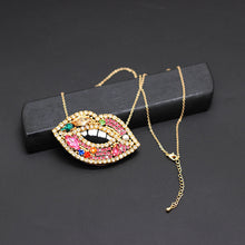 Load image into Gallery viewer, Rhinestones lips eyes wild necklace