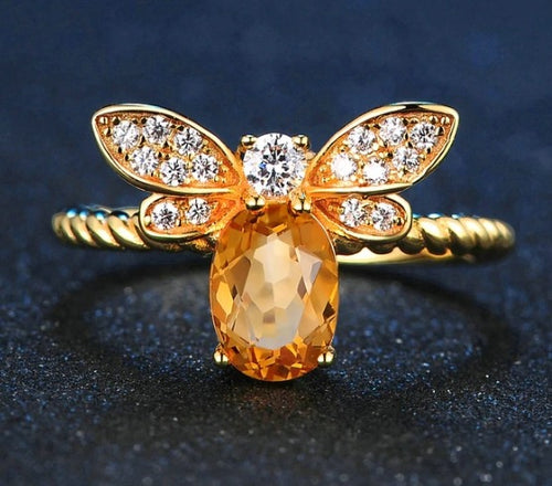 Citrine Oval Bee Ring