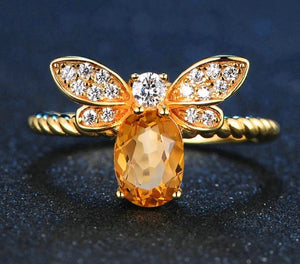 Citrine Oval Bee Ring