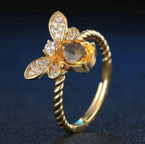 Citrine Oval Bee Ring